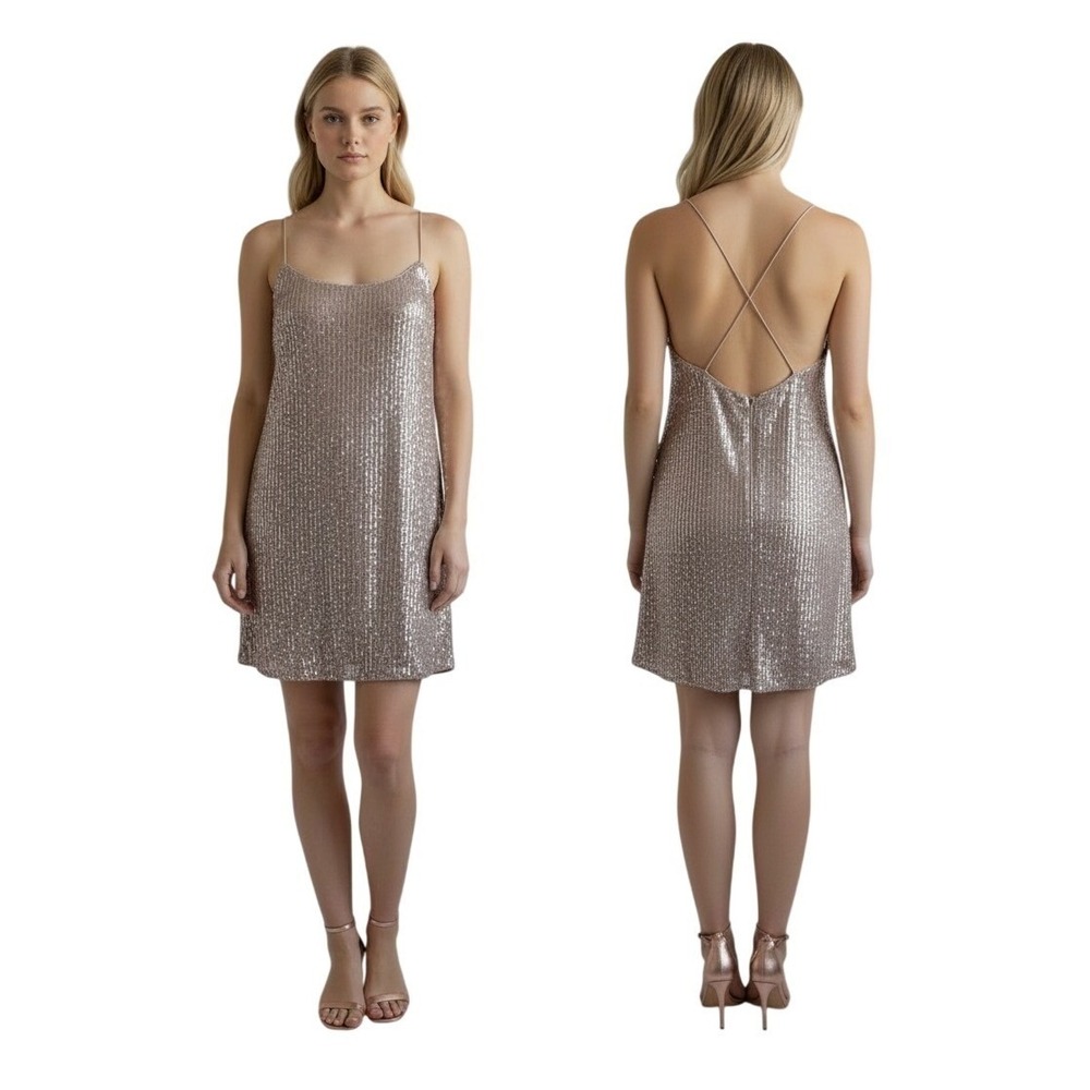 Adrianna Papell Sequin Mini Dress Cocktail Disco Party Club‎ Glam NYE Size 8NEW